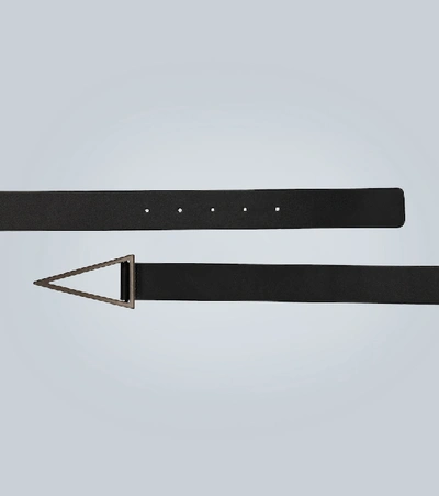 Shop Bottega Veneta Triangle Buckle Leather Belt In Black