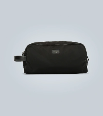 Shop Dolce & Gabbana Washbag With Leather Trims In Black