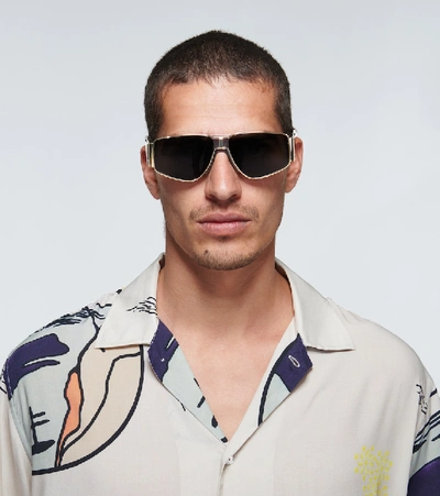 Shop Givenchy Wide Arm Metal Sunglasses In Gold