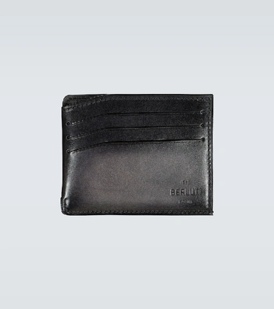 Shop Berluti Bambou Venezia Leather Cardholder In Black