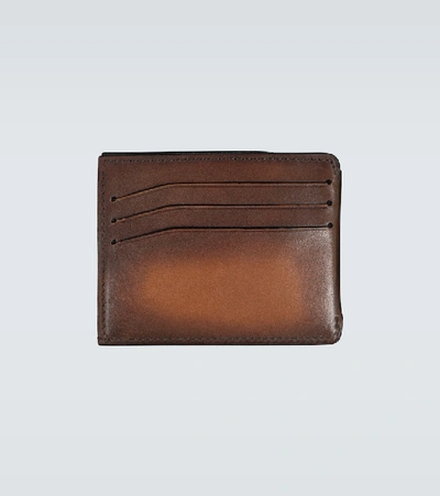 Shop Berluti Bambou Venezia Leather Card Holder In Brown