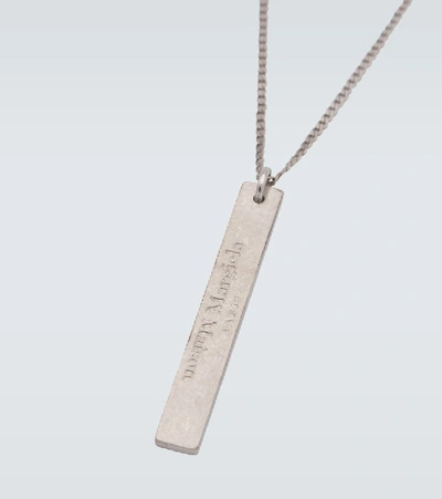 Shop Maison Margiela Logo Engraved Pendant Necklace In Silver