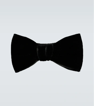 Shop Saint Laurent Noeud Velvet Bow Tie In Black