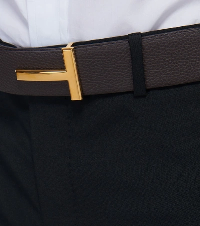Shop Tom Ford T Icon Reversible Leather Belt In Brown + Black