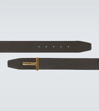 Shop Tom Ford T Icon Reversible Leather Belt In Brown + Black