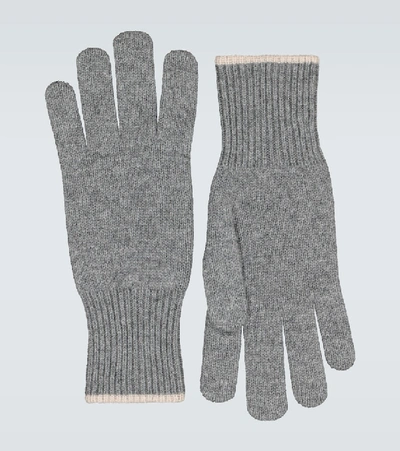 Shop Brunello Cucinelli Cashmere Knitted Gloves In Grey