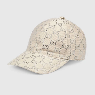 Shop Gucci Gg Lamé Baseball Hat In White