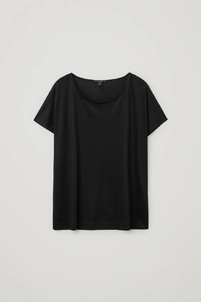 Shop Cos Lyocell-organic Cotton Mix Square Cut T-shirt In Black