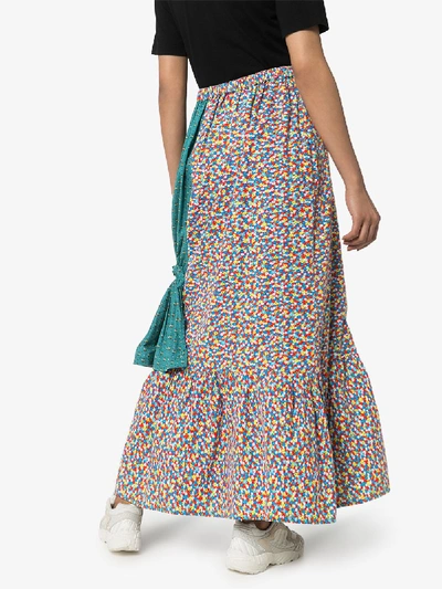 Shop Rentrayage Tiered Patchwork Prairie Skirt In Multicolour