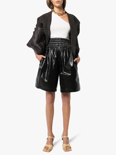 Bottega Veneta Shirred Leather Shorts In Black