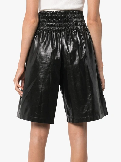 Bottega Veneta Shirred Leather Shorts In Black