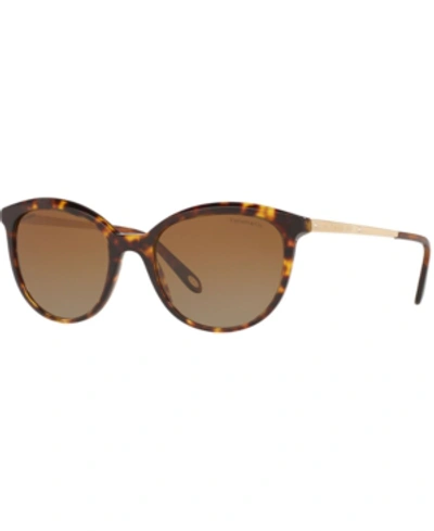 Shop Tiffany & Co Polarized Sunglasses, Tf4117b 54 In Dark Havana/polar Brown Gradient