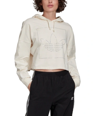 Shop Adidas Originals Women's Cropped Hoodie In Chalk White
