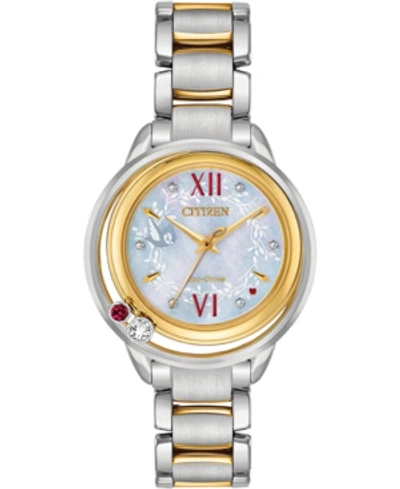 Shop Citizen Eco-drive Women's Snow White Diamond-accent Two-tone Stainless Steel Bracelet Watch 33mm