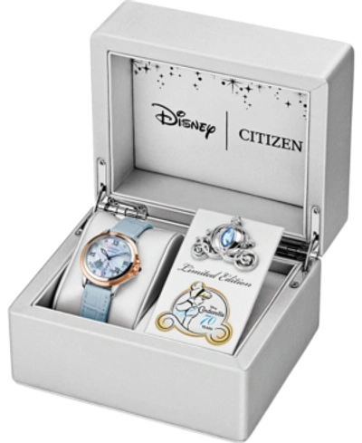 Shop Citizen Eco-drive Women's Cinderella 70th Anniversary Blue Leather Strap Watch 32mm, A Limited Edition In Light Blue