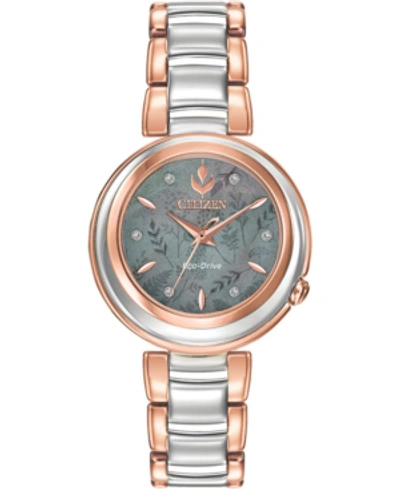 Shop Citizen Eco-drive Women's Anna Diamond-accent Two-tone Stainless Steel Bracelet Watch 31mm