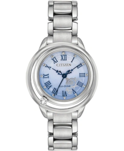 Shop Citizen Disney By  Cinderella Diamond-accent Stainless Steel Bracelet Watch 33mm In Silver-tone