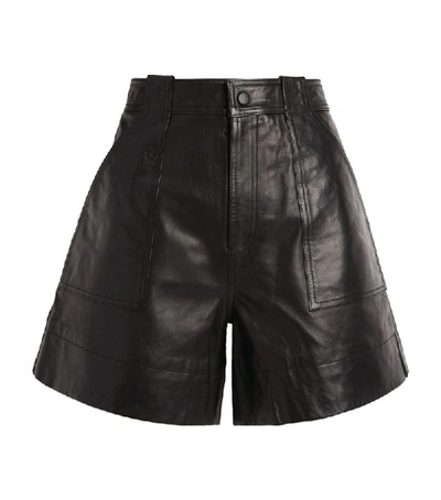 Shop Ganni Leather Shorts