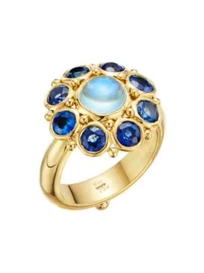 Shop Temple St Clair Women's Stella 18k Yellow Gold, Blue Sapphire & Blue Moonstone Ring