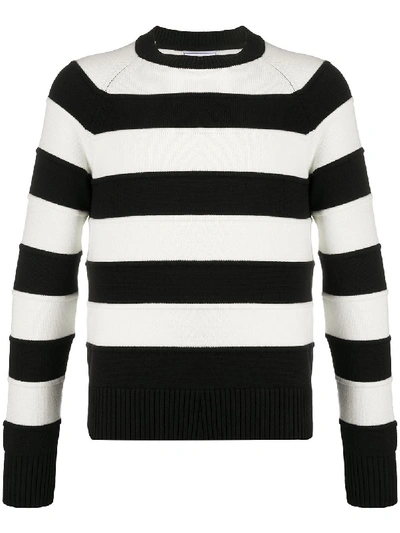 Shop Ami Alexandre Mattiussi Striped Cotton-blend Sweater In Black