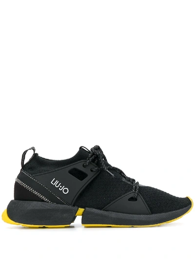 Shop Liu •jo Coloured-sole Low-top Sneakers In Black