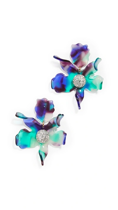 Shop Lele Sadoughi Crystal Lily Earrings In Trafalger Blue