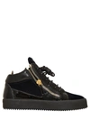 Giuseppe Zanotti Navy Velvet Mid-top Veronica Sneakers In Blue