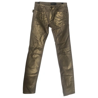 Pre-owned Zadig & Voltaire Straight Jeans In Gold