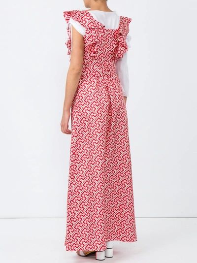 Shop Ladoublej Wedding Guest Domino-print Cotton Dress Red