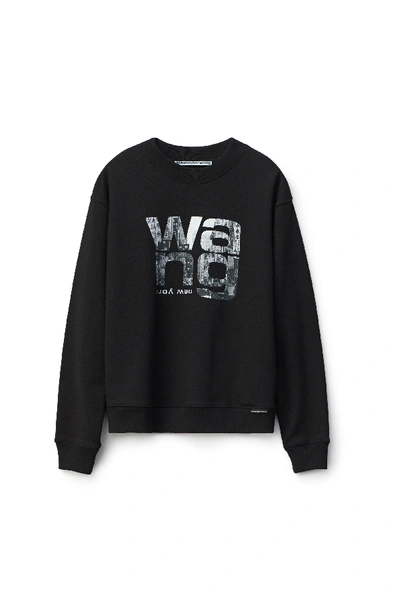 Shop Alexander Wang Graphic Crewneck Sweatshirt In Black