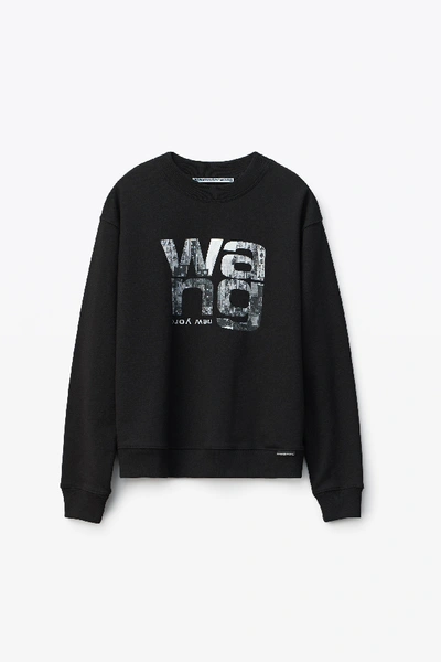 Shop Alexander Wang Graphic Crewneck Sweatshirt In Black