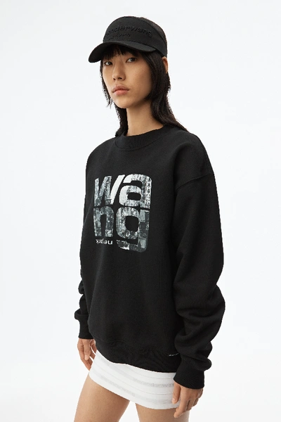Shop Alexander Wang Graphic Crewneck Sweatshirt In Black
