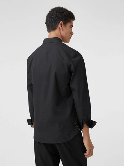 Shop Burberry Stretch Cotton Shirt In Black