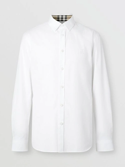 Shop Burberry Stretch Cotton Shirt In White