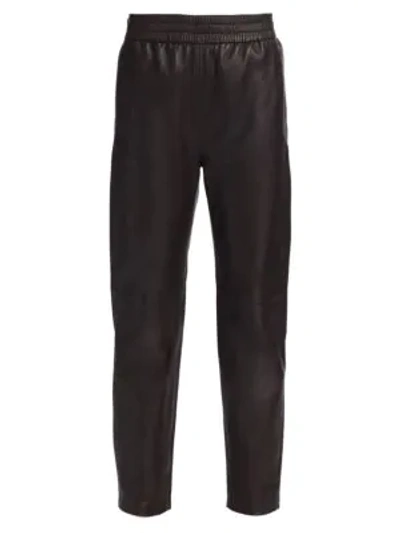 Shop Co Straight Leather Pants In Brown