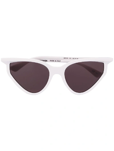 Shop Balenciaga Rim Cat Sunglasses In White