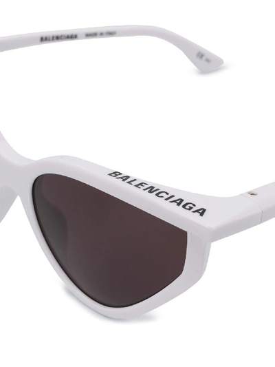 Shop Balenciaga Rim Cat Sunglasses In White