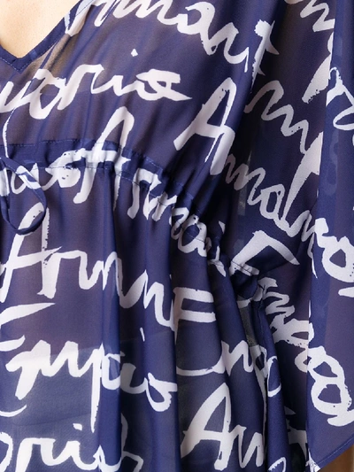 Shop Emporio Armani Printed Beach Dress In Blue