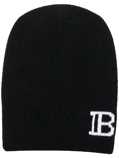 Shop Balmain Cashmere Hat With Logo In Black