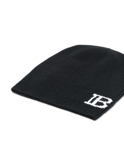Shop Balmain Cashmere Hat With Logo In Black
