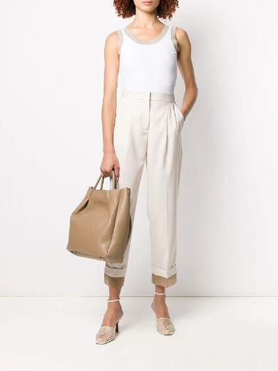 Shop Fabiana Filippi Wool Trousers In White
