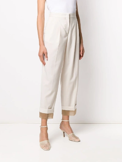 Shop Fabiana Filippi Wool Trousers In White