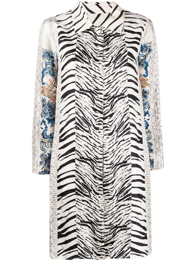 Shop Pierre-louis Mascia Zebra-print Silk Coat In White