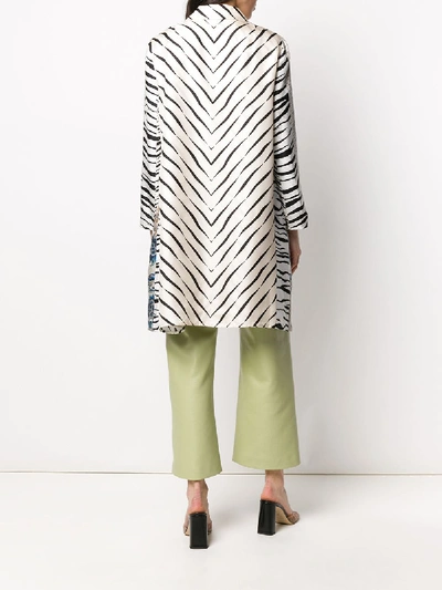 Shop Pierre-louis Mascia Zebra-print Silk Coat In White