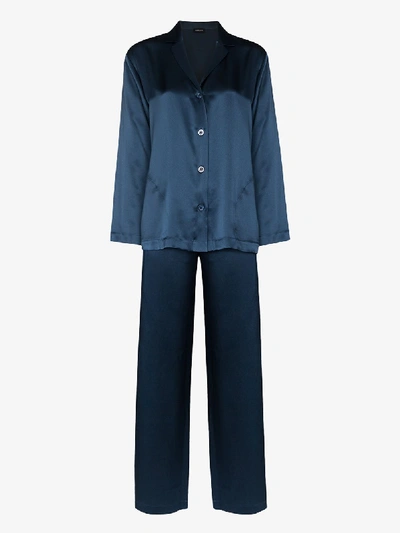 Shop La Perla Silk Pajama In Blue