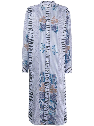 Shop Pierre-louis Mascia Cotton Jacquard-effect Shirt Dress In Blue