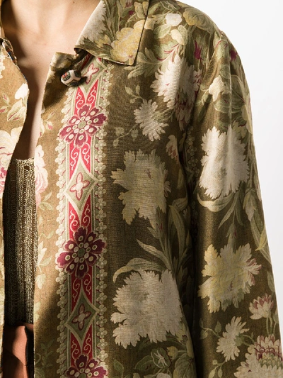 Shop Pierre-louis Mascia Floral-print Silk Coat In Brown