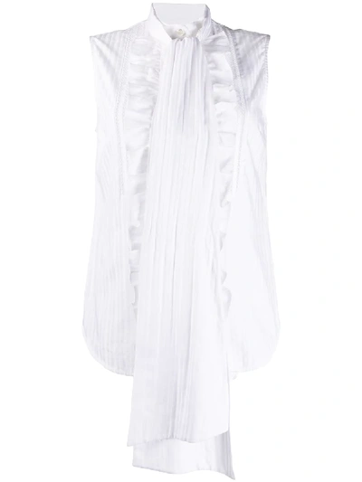 Shop Victoria Victoria Beckham Pussy-bow Ruffled Blouse In White