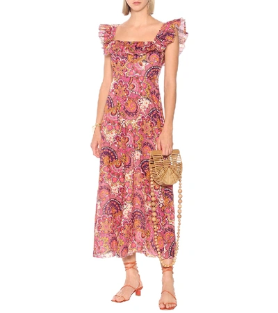 Shop Zimmermann Carnaby Floral Linen Dress In Pink