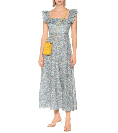 Shop Zimmermann Carnaby Floral Linen Dress In Blue